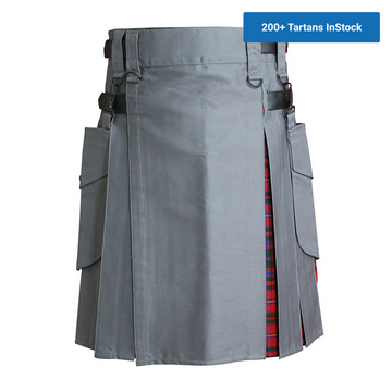 imperial-highland-supplies-grey-hybrid-kilt-with-gow-tartan-front-1